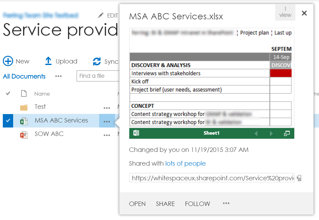 SharePoint document options