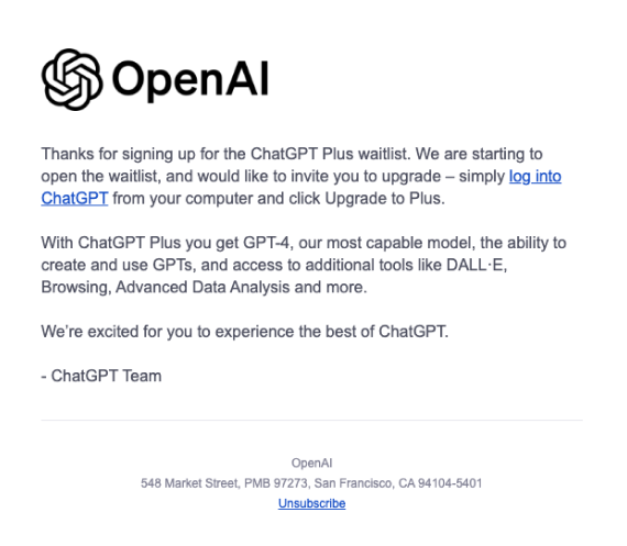invitation from OpenAI