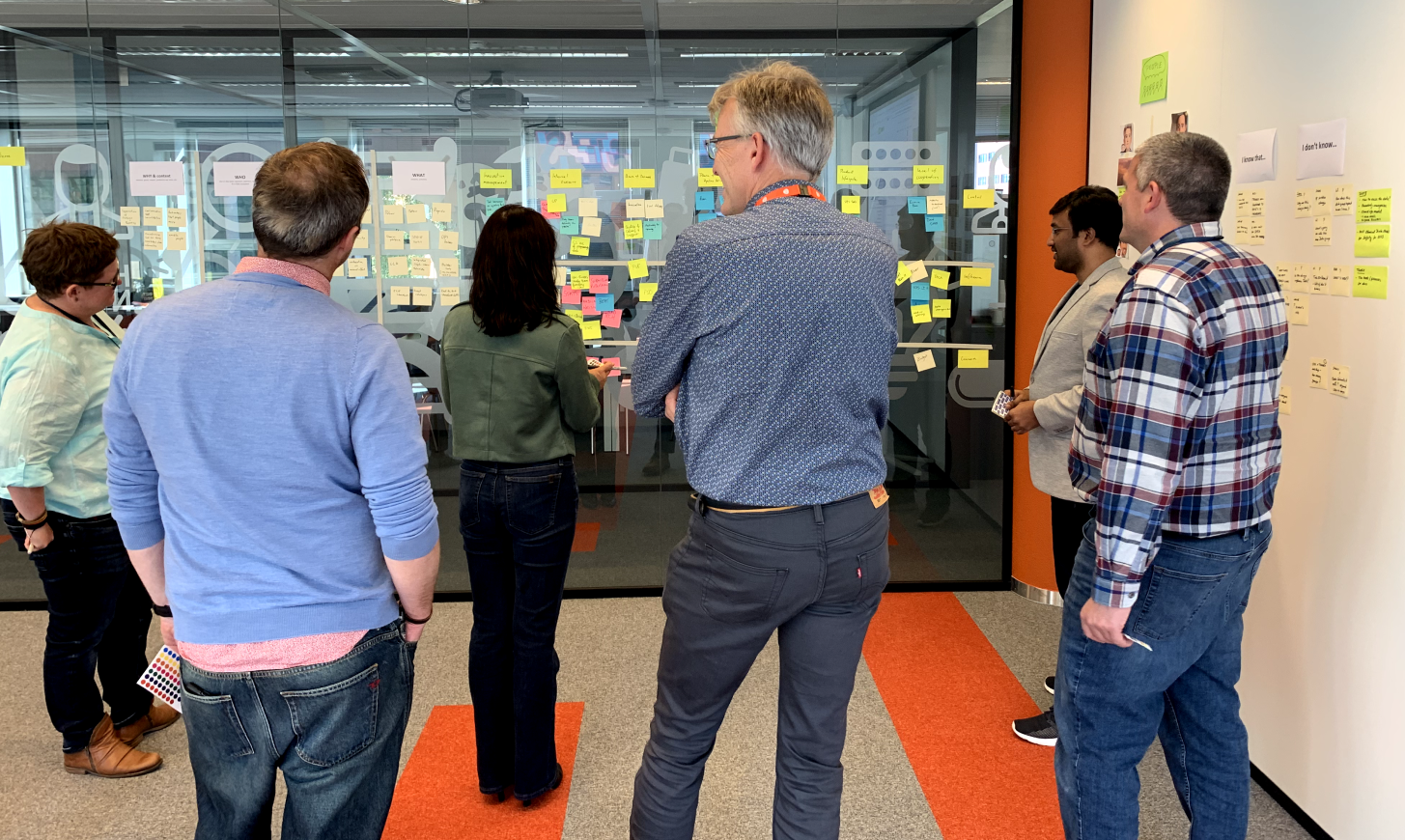 leadership team discussing details in a strategy workshop