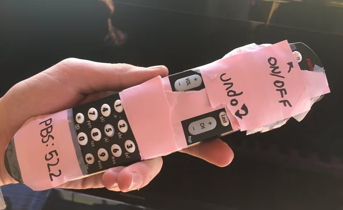 remote taped up for simplicity of use