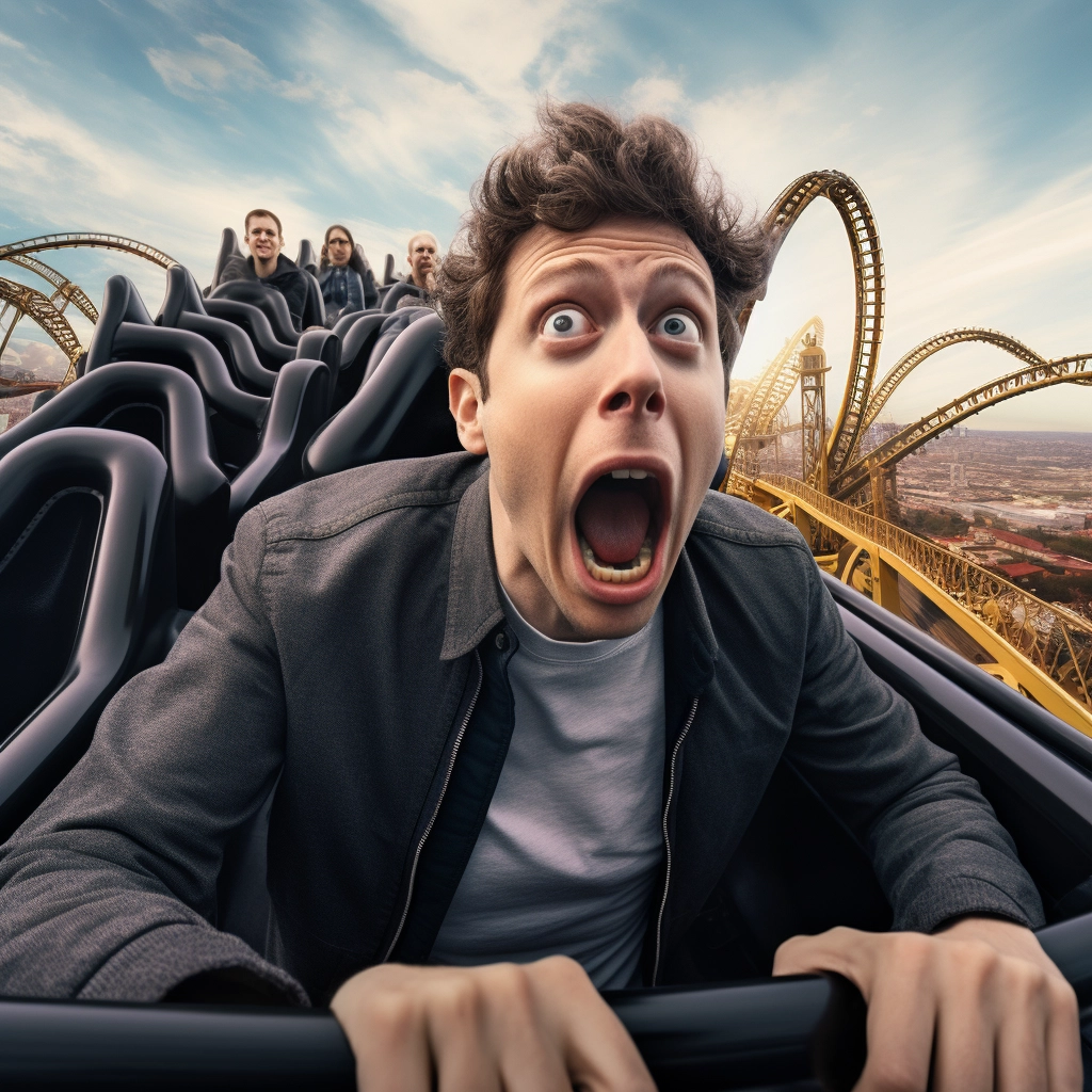 OpenAI's Sam Altman riding a rollercoaster with his board of directors