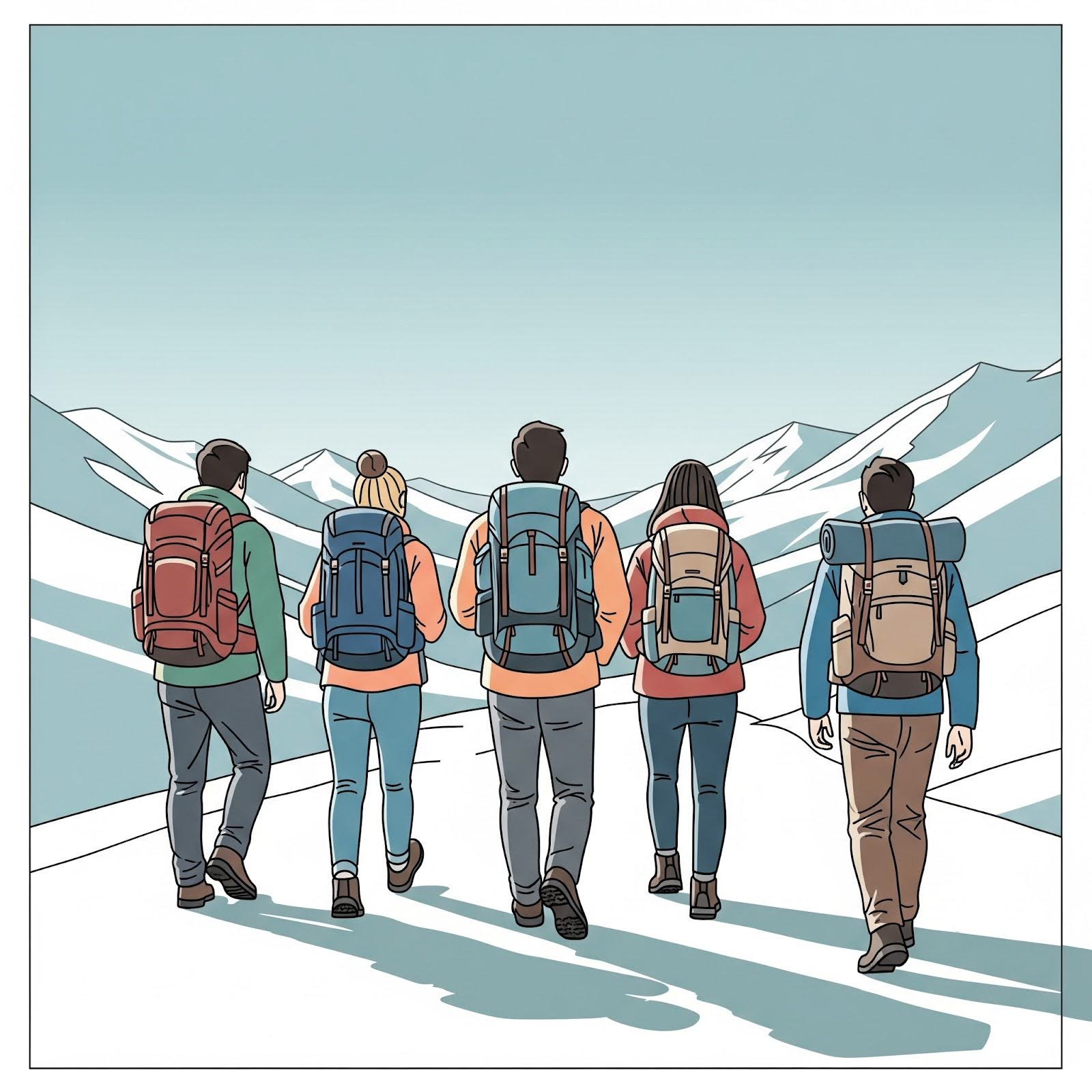 hikers in the snow